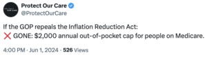 If the GOP repeals the Inflation Reduction Act: ❌ GONE: $2,000 annual out-of-pocket cap for people on Medicare.